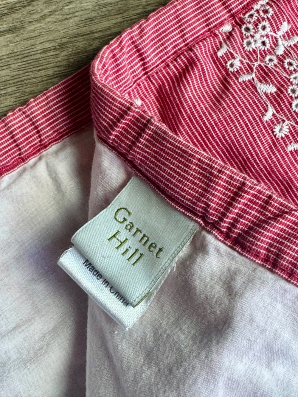 Garnet Hill Embroidered Eyelet Cotton Skirt Pink White Size 12 - Picture 7 of 11